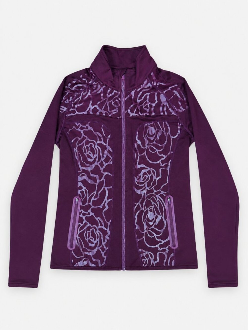 Fabletics Women’s Purple Floral Zip Athletic Jacket Size Small Activewear - Picture 2 of 6